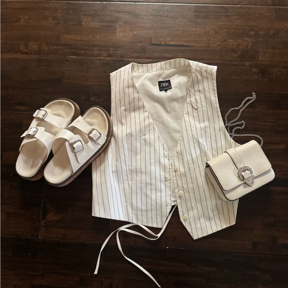 Zara White Striped Blouse